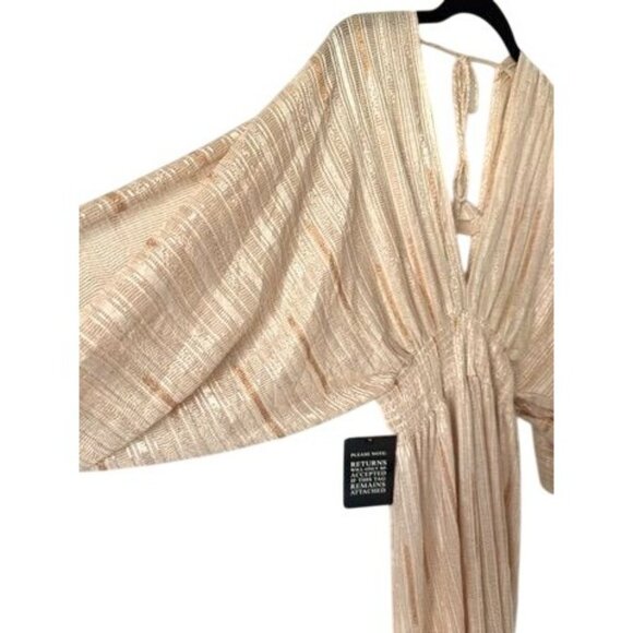 MISA Los Angeles Zoza Jumpsuit Blush Stripe Metallic Gold Pink Size XS NWT - Picture 4 of 11